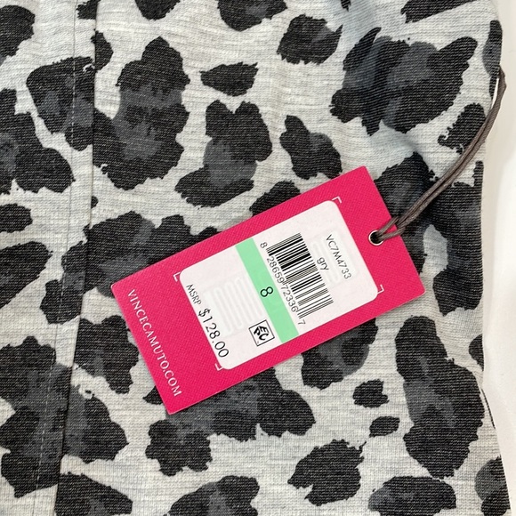 Vince Camuto Dress Leopard Print 8 NWT Gray Black Knit - Picture 8 of 10